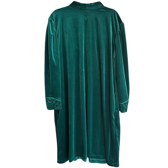 Vintage Jade Green Velvet Zip Robe Black Floral Embroidery Dark Fairy L Witchy - Picture 7 of 8